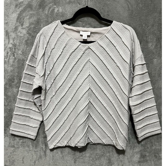 Anthropologie Tops - INTROPIA ANTHROPOLOGIE Gray Shirt Textured Pleated Gray Large Normcore